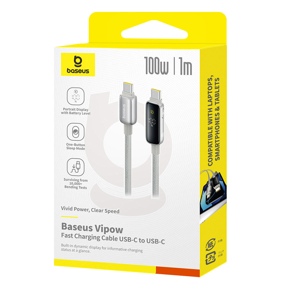 USB-C Data and Charging Cable - USB-C Baseus Vipow Display, 100W, 1m, Gray P10381802851-00