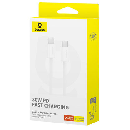 USB-C Data and Charging Cable - USB-C Baseus Superior Series 2, 30W, 1m, White P10365200211-00