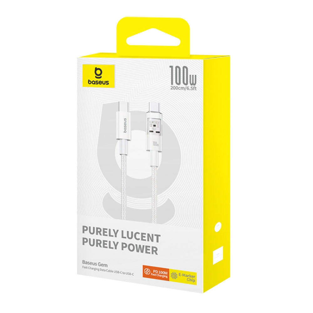 Cavo Dati e Ricarica USB-C - USB-C Baseus Gem, 100W, 2m, Bianco P10373000211-01
