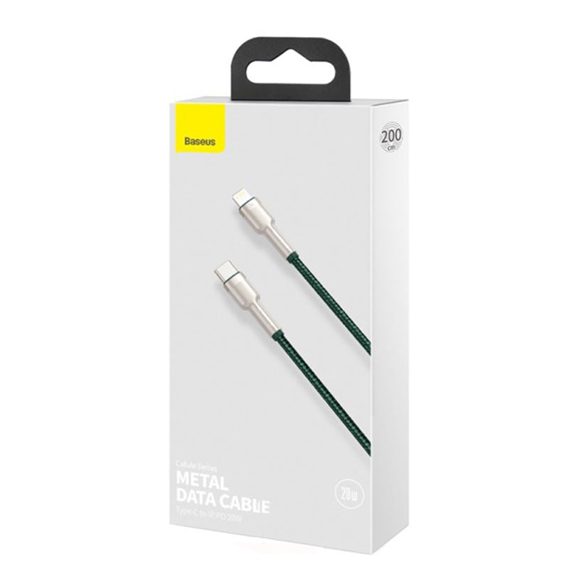 Cavo Dati e Ricarica USB-C - Lightning Baseus Cafule Metal Series, 20W, 2m, Verde CATLJK-B06