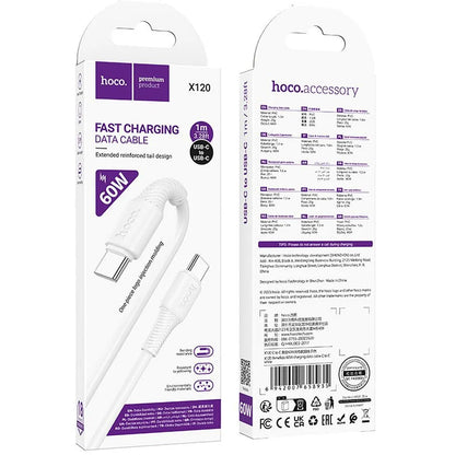 Cavo Dati e Ricarica USB-C - USB-C HOCO X120, 60W, 1m, Bianco