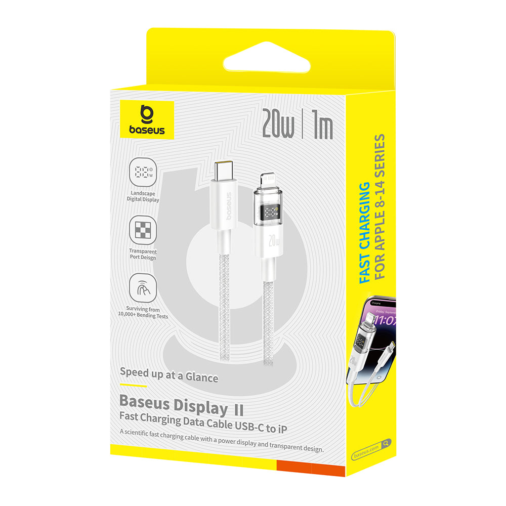 Cavo Dati e Ricarica USB-C - Lightning Baseus Display 2, 20W, 2m, Bianco P10382703211-01