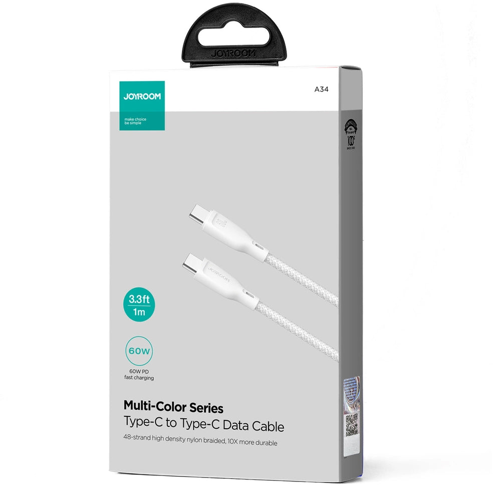 Cavo Dati e Ricarica USB-C - USB-C Joyroom Multi-Color S-A34, 60W, 1m, Bianco
