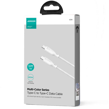 Cavo Dati e Ricarica USB-C - USB-C Joyroom Multi-Color S-A34, 60W, 1m, Bianco