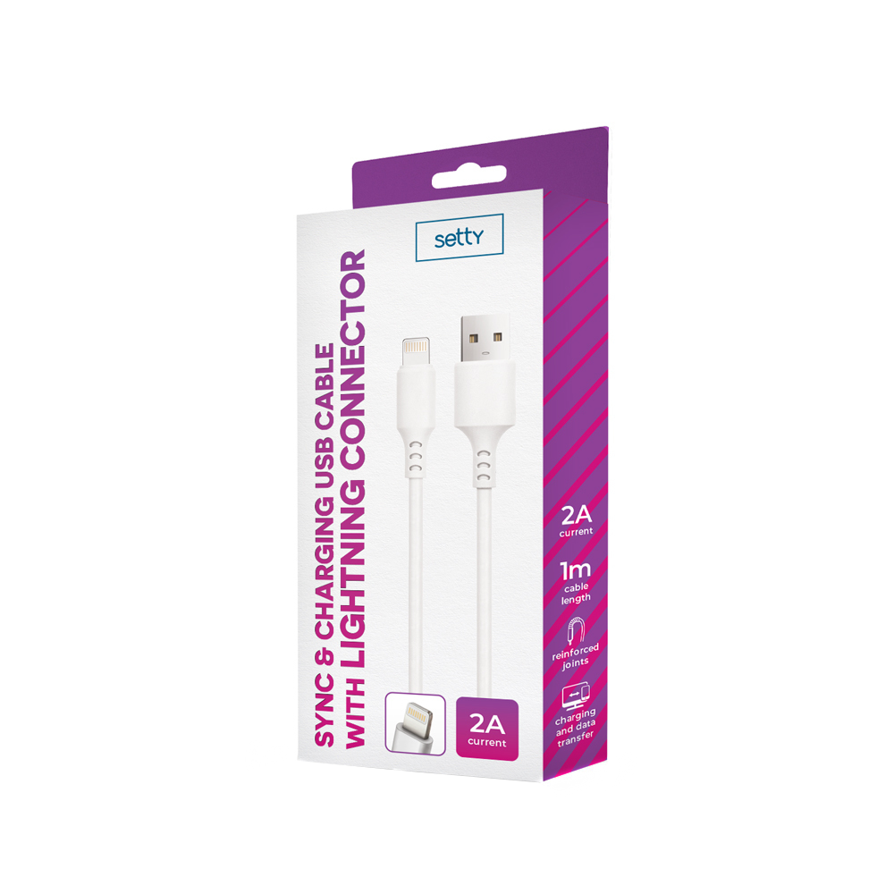 Cavo Dati e Ricarica USB-A - Lightning Setty, 18W, 1m, Bianco