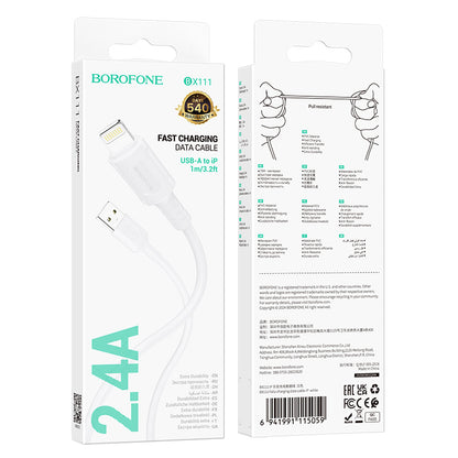 Cavo Dati e Ricarica USB-A - Lightning Borofone BX111 Feliz, 18W, 1m, Bianco