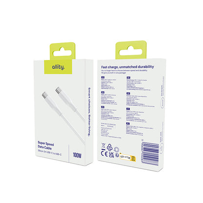 Cavo Dati e Ricarica USB-C - USB-C Allity. AUC-02, 100W, 2m, Bianco