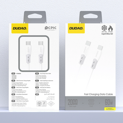 Cavo Dati e Ricarica USB-C - USB-C Dudao L25SC, 60W, 1m, Bianco