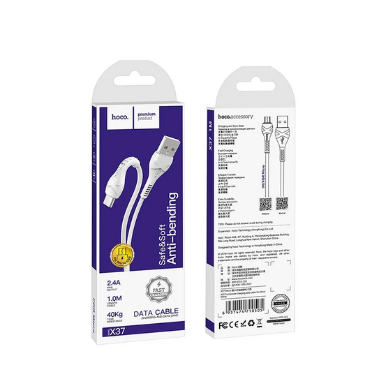 Cavo Dati e Ricarica USB-A - microUSB HOCO X37, 18W, 1m, Bianco