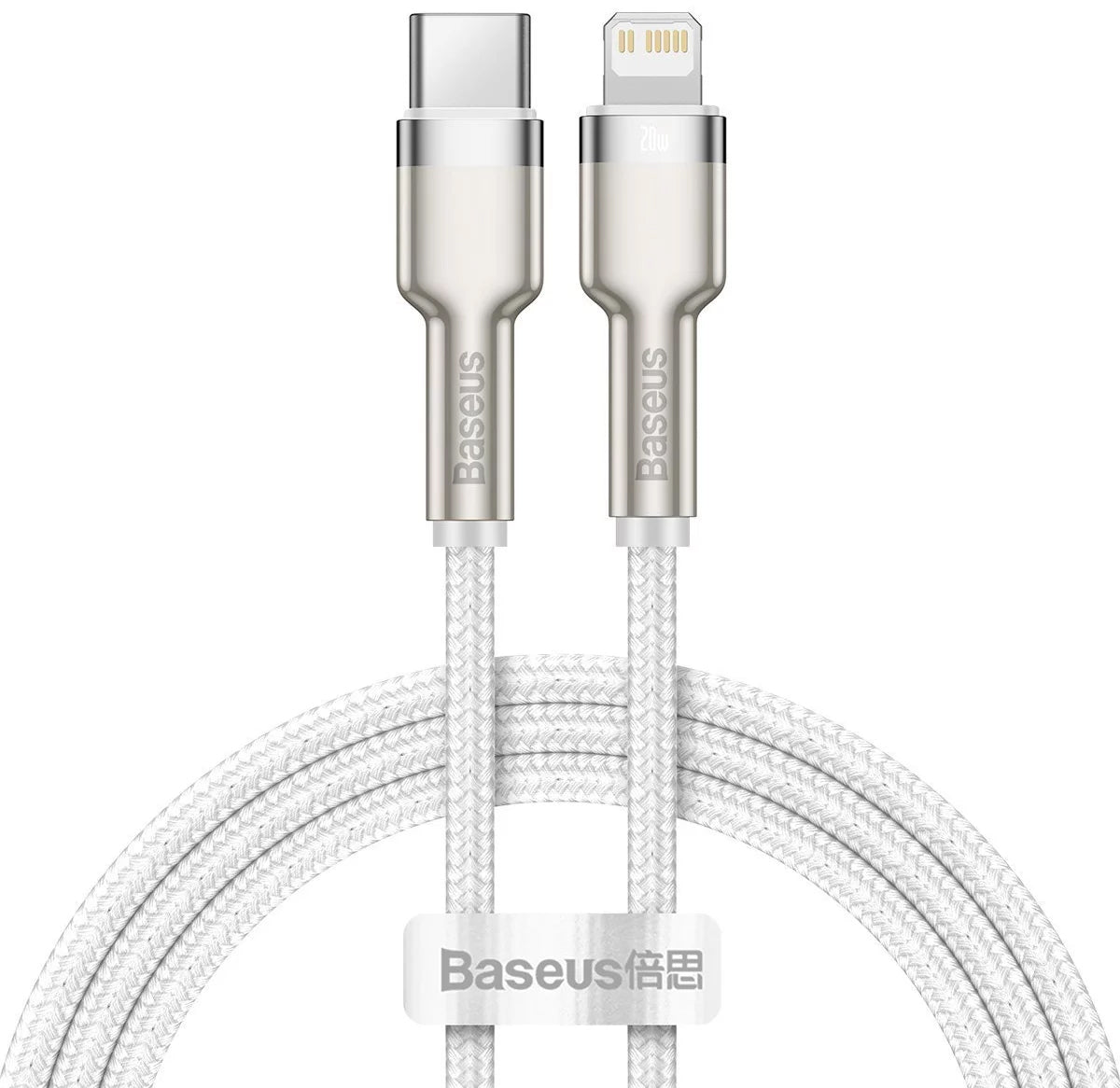 Cavo Dati e Ricarica USB-C - Lightning Baseus Cafule Metal Series, 20W, 2m, Bianco CATLJK-B02