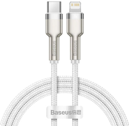 Cavo Dati e Ricarica USB-C - Lightning Baseus Cafule Metal Series, 20W, 2m, Bianco CATLJK-B02