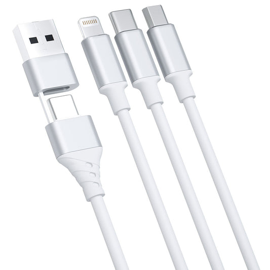 Cavo di Ricarica USB-A / USB-C - Lightning / microUSB / USB-C 3MK Hyper 3in1, 12W, 1.5m, Bianco