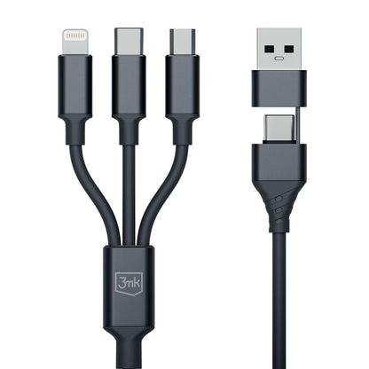 Cavo di ricarica USB-A / USB-C - Lightning / microUSB / USB-C 3MK Hyper 3in1, 12W, 1,5 m, nero 