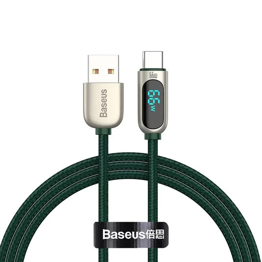 Cavo Dati e Ricarica USB-A - USB-C Baseus Display, 66W, 1m, Verde CASX020006