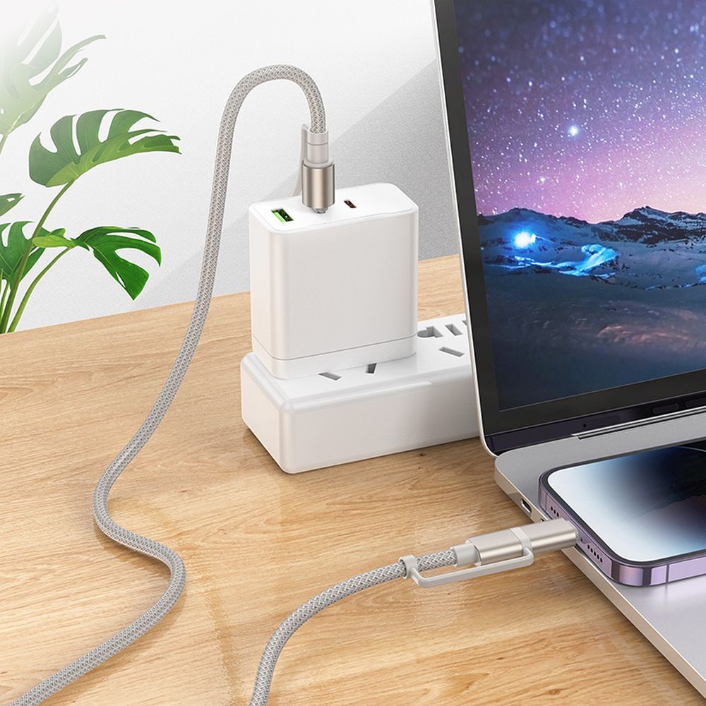 Cavo Dati e Ricarica USB-C / Lightning - USB-C / Led HOCO U138, 60W, 1.2m, Grigio
