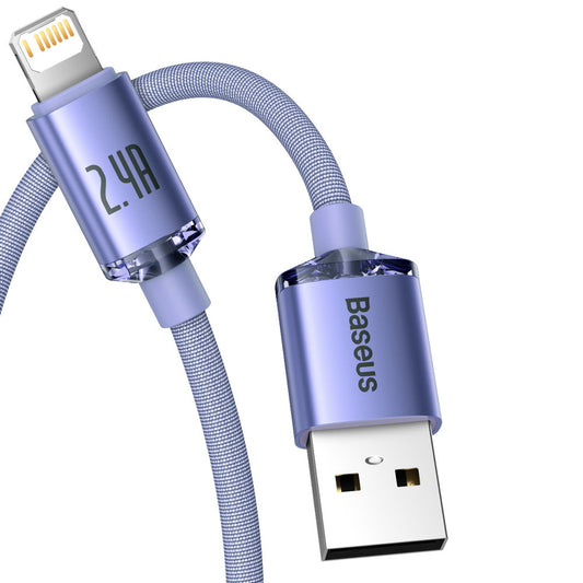 Cavo Dati e Ricarica USB-A - Lightning Baseus Crystal Shine Series, 18W, 2m, Viola CAJY000105