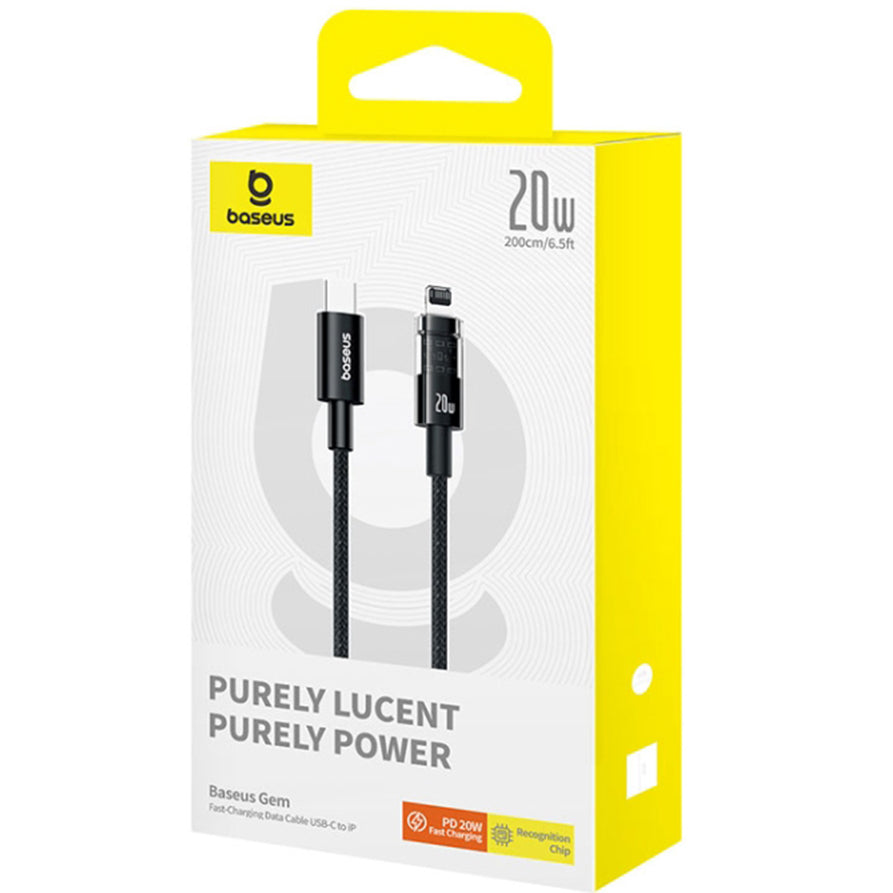 Cavo Dati e Ricarica USB-C - Lightning Baseus Gem, 20W, 2m, Nero P10373001111-01