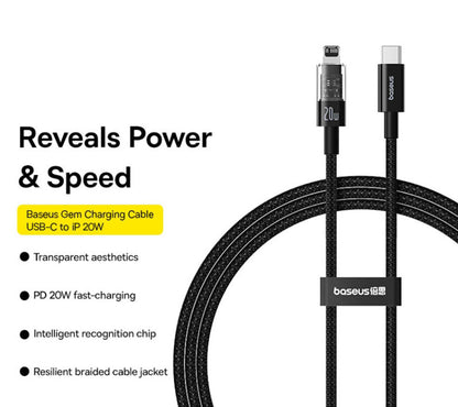 Cavo Dati e Ricarica USB-C - Lightning Baseus Gem, 20W, 1m, Nero P10373001111-00