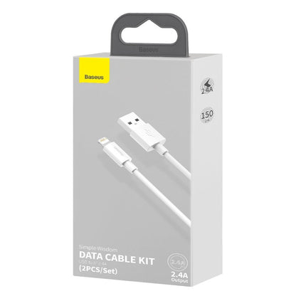 Cavo dati e ricarica USB-A - Lightning Baseus Simple Wisdom, 18W, 1,5m, set di 2 pezzi, bianco TZCALZJ-02