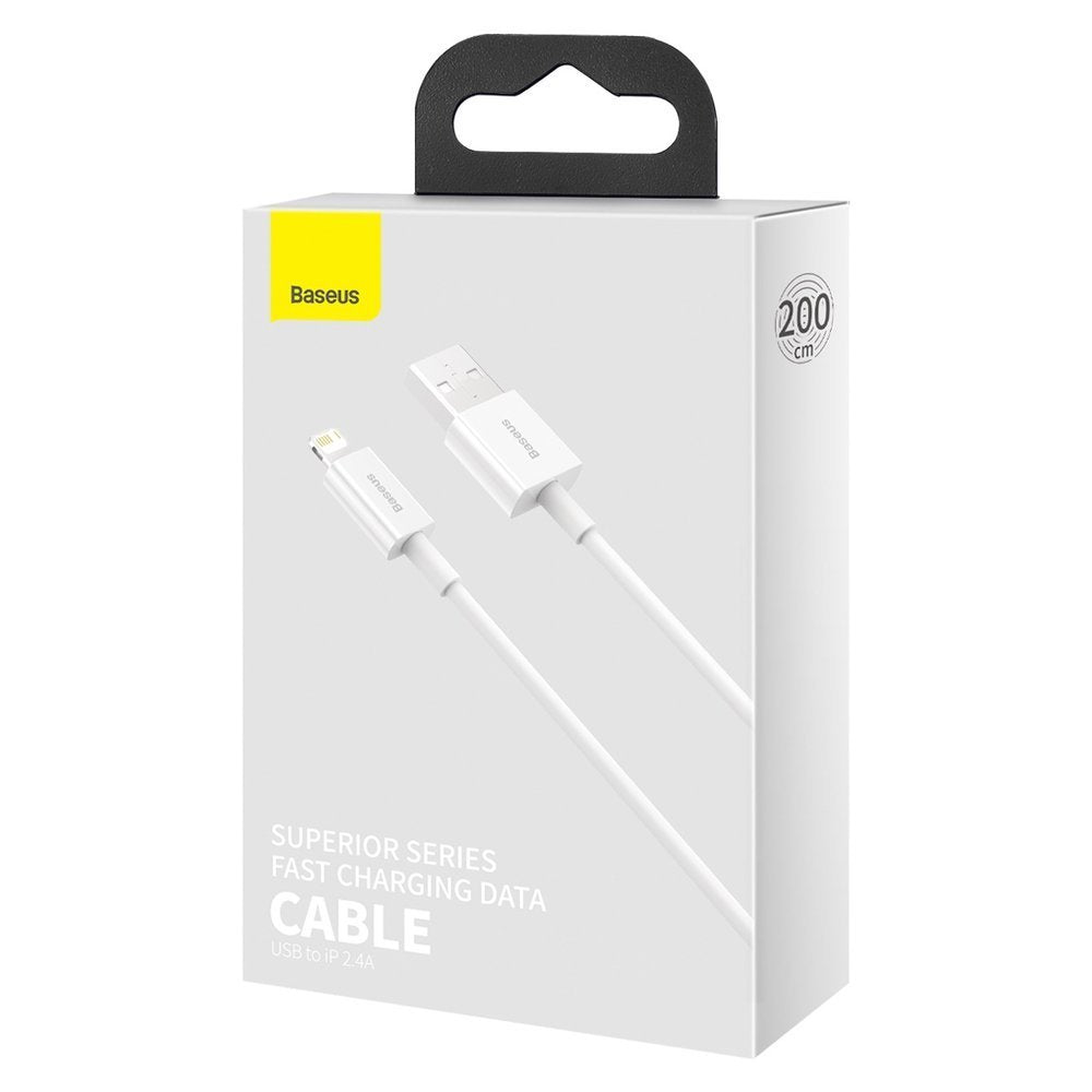 Cavo dati e ricarica USB-A - Lightning Baseus Serie Superior, 20W, 2m, bianco CALYS-C02