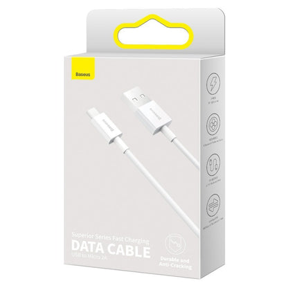 Cavo Dati e Ricarica USB-A - microUSB Baseus Superior Series, 18W, 2m, Bianco CAMYS-A02