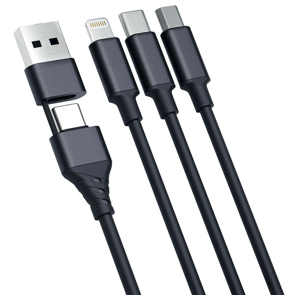 Cavo di ricarica USB-A / USB-C - Lightning / microUSB / USB-C 3MK Hyper 3in1, 12W, 1,5 m, nero 