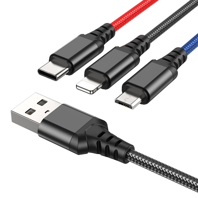 Cavo di Ricarica USB-A - Lightning / microUSB / USB-C HOCO X76 3in1, 18W, 1m, Multicolore