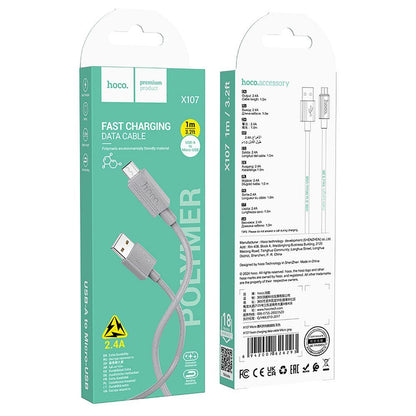 Cavo Dati e Ricarica USB-A - microUSB HOCO X107, 18W, 1m, Grigio