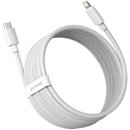 Baseus Simple Wisdom Cavo di ricarica e dati USB-C - Lightning Simple Wisdom, 20W, 1,5 m, Set 2 pezzi, bianco 