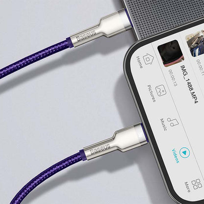 Cavo Dati e Ricarica USB-C - Lightning Baseus Cafule Metal Series, 20W, 1m, Viola CATLJK-A05