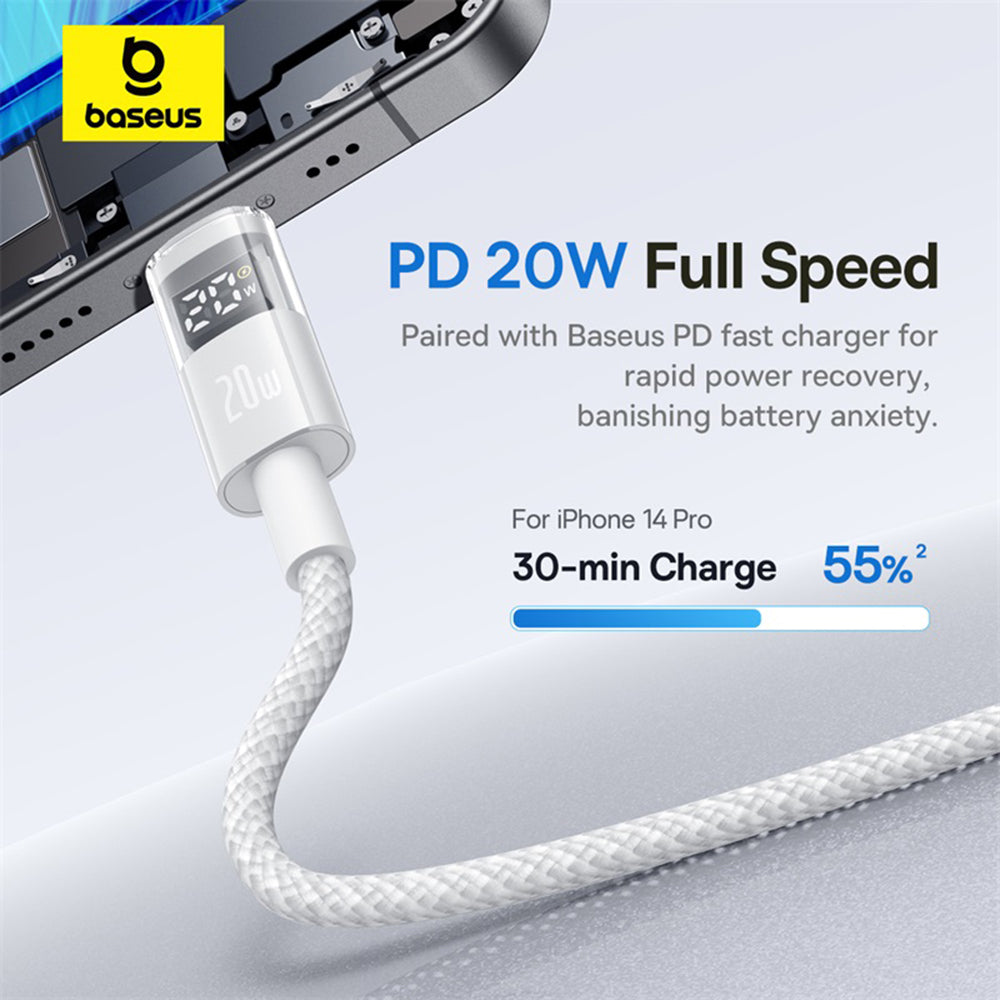 Cavo Dati e Ricarica USB-C - Lightning Baseus Display 2, 20W, 2m, Bianco P10382703211-01