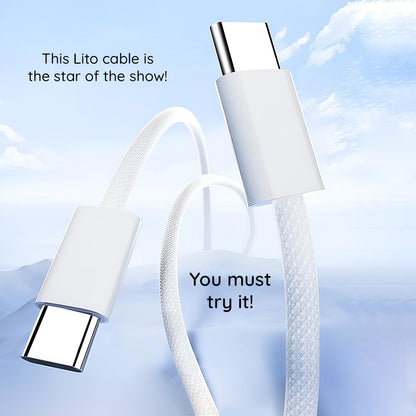 Cavo Dati e Ricarica USB-C - USB-C Lito LD04CC, 60W, 2m, Bianco