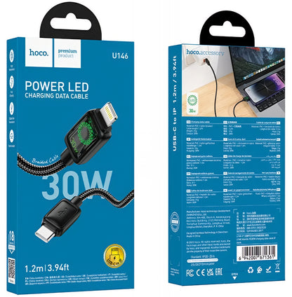 Cavo Dati e Ricarica USB-C - Lightning HOCO U146, 30W, 1.2m, Nero