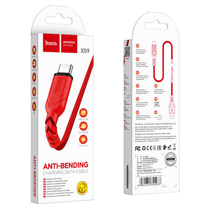 Cavo Dati e Ricarica USB-A - USB-C HOCO X59 Victory, 18W, 1m, Rosso