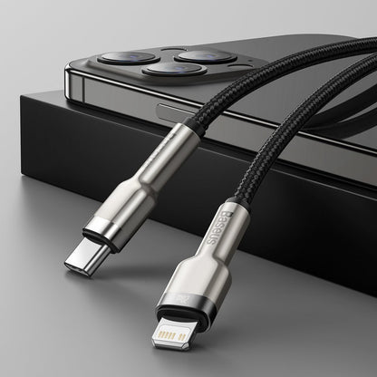 Cavo USB-C - Lightning per dati e ricarica Baseus Cafule Metal Series, 20W, 0,25m, nero CATLJK-01 