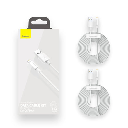 Cavo dati e ricarica USB-A - Lightning Baseus Simple Wisdom, 18W, 1,5m, set di 2 pezzi, bianco TZCALZJ-02