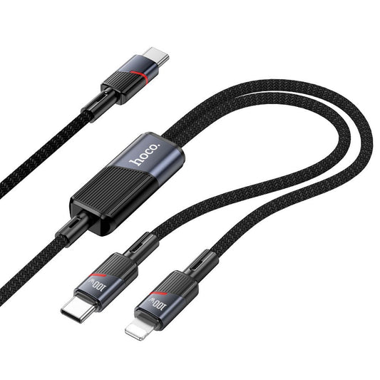 Cavo Dati e Ricarica USB-C - Lightning / USB-C HOCO U139 2in1, 100W, 1.2m, Nero