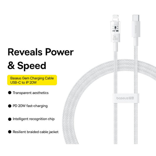 Cavo Dati e Ricarica USB-C - Lightning Baseus Gem, 20W, 1m, Bianco P10373001211-00