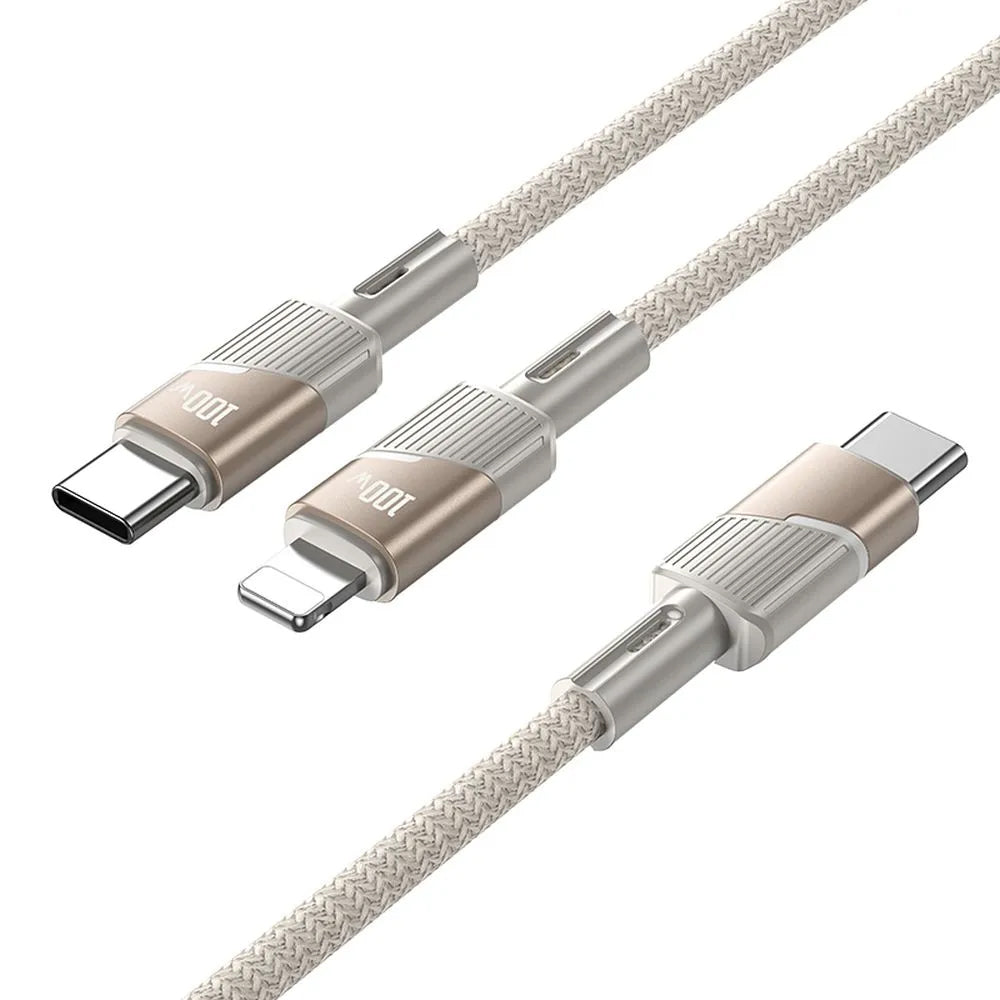 Cavo Dati e Ricarica USB-C - 2 x USB-C HOCO U139 2in1, 100W, 1.2m, Dorato