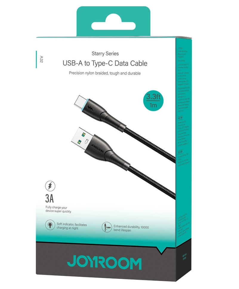 USB-A to USB-C Data and Charging Cable Joyroom S-A32, 18W, 1m, Black