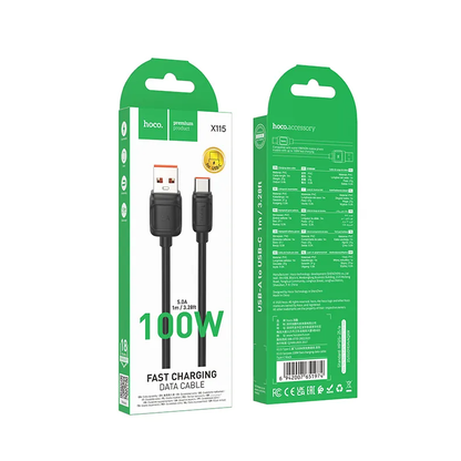 Cavo Dati e Ricarica USB-A - USB-C HOCO X115, 100W, 1m, Nero