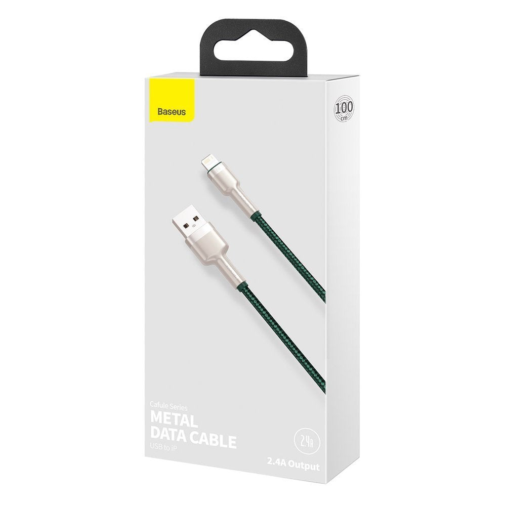 Cavo Dati e Ricarica USB-A - Lightning Baseus Cafule Metal Series, 18W, 1m, Verde CALJK-A06