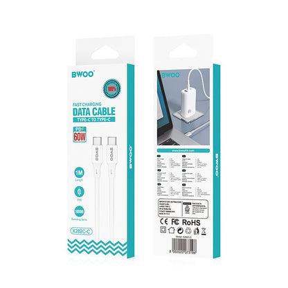 Cavo Dati e Ricarica USB-C - USB-C BWOO X282, 60W, 1m, Bianco