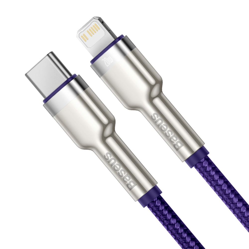 Cavo Dati e Ricarica USB-C - Lightning Baseus Cafule Metal Series, 20W, 1m, Viola CATLJK-A05