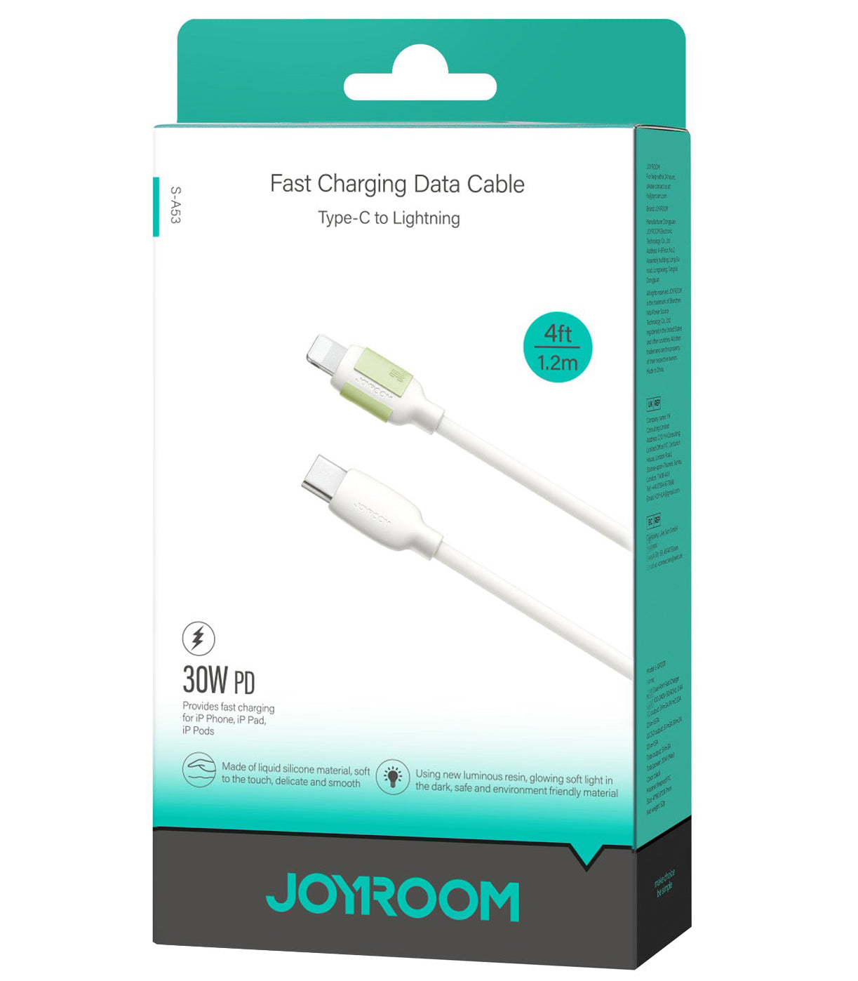 Cavo Dati e Ricarica USB-C - Lightning Joyroom S-A53, 30W, 1.2m, Beige