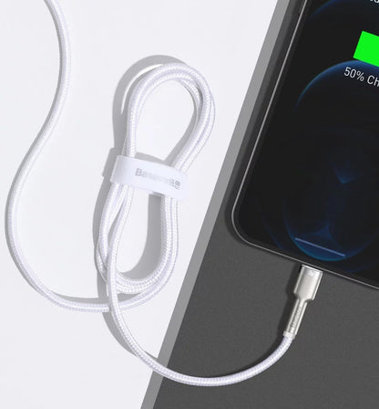 Cavo Dati e Ricarica USB-C - Lightning Baseus Cafule Metal Series, 20W, 2m, Bianco CATLJK-B02