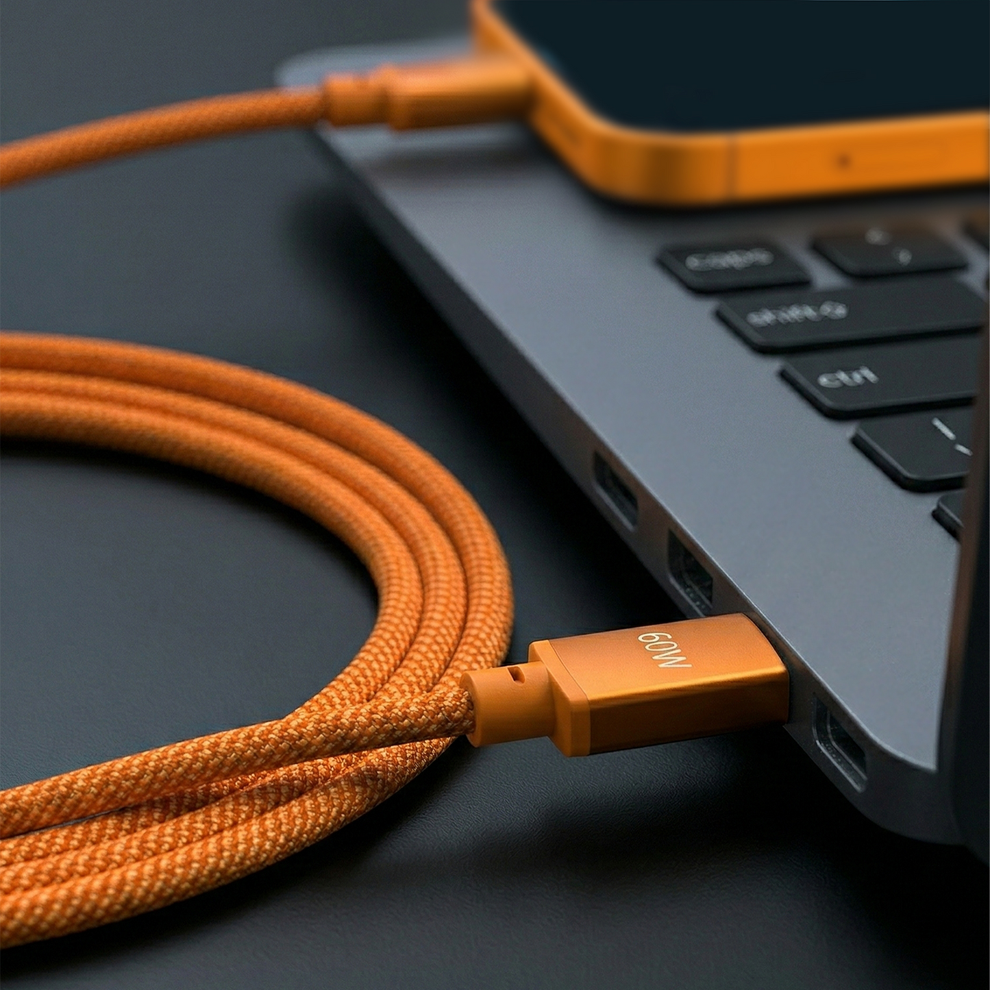 Cavo Dati e Ricarica USB-C - USB-C Forever Saffron, 60W, 1m, Arancione