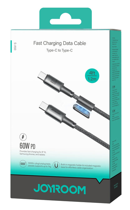 Cavo Dati e Ricarica USB-C - USB-C Joyroom S-A50, 60W, 1.2m, Grigio