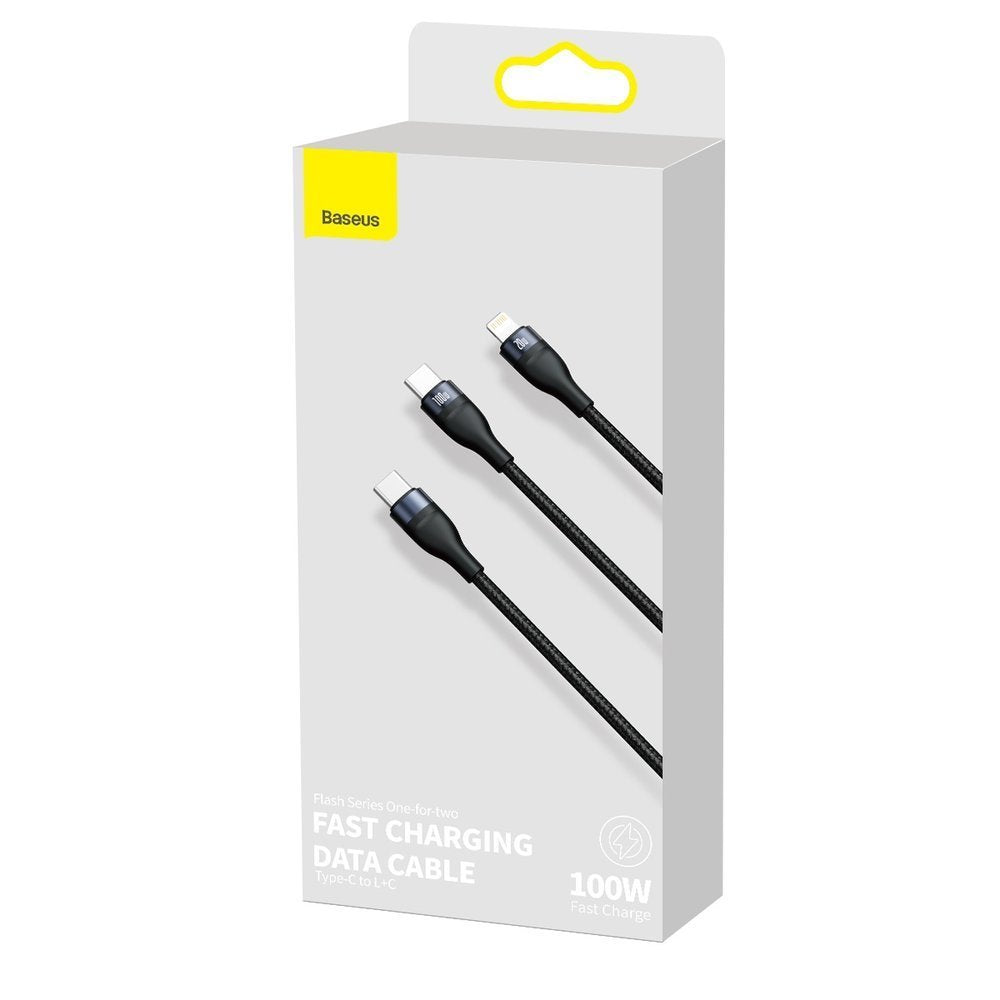 Cavo Dati e Ricarica USB-C - Lightning / USB-C Baseus Flash Series 2in1, 100W, 1.2m, Nero CA1T2-F01
