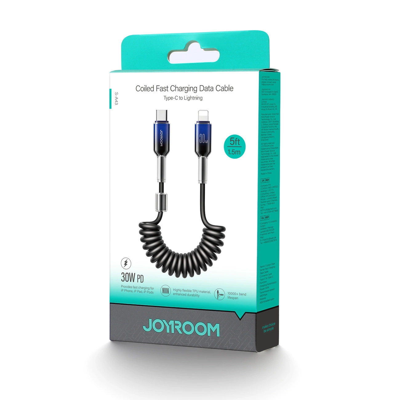 Cavo Dati e Ricarica USB-C - Lightning Joyroom S-A43 Crystal, 30W, 1.5m, Nero